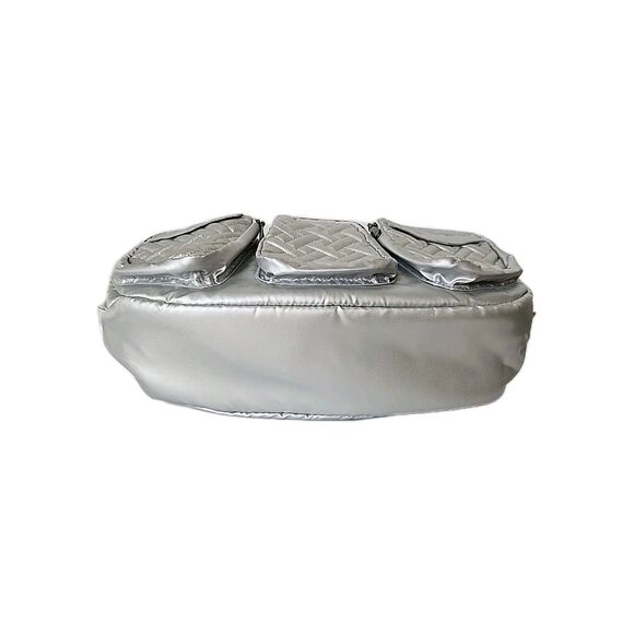 Lug Railcar Crossbody Tote Bag Metallic Silver Adjustable Removeable Strap RFID - Picture 6 of 12